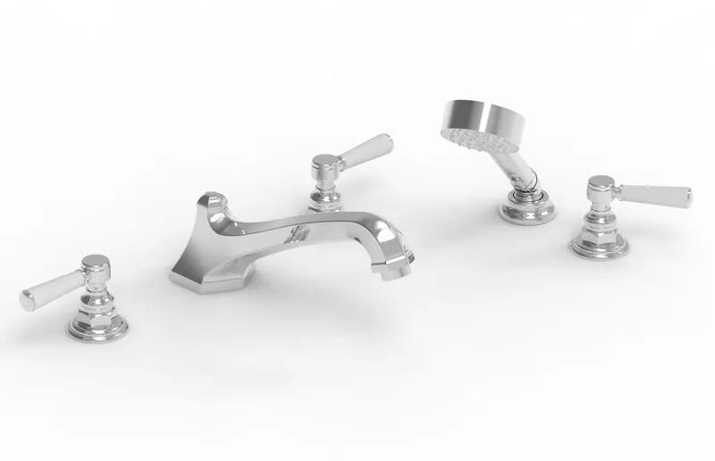 polished chrome deck tub set