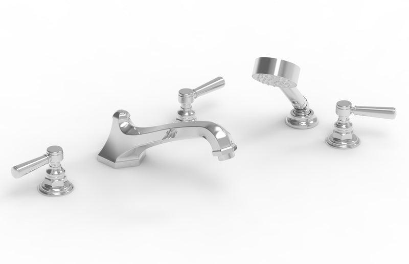 polished chrome deck tub set