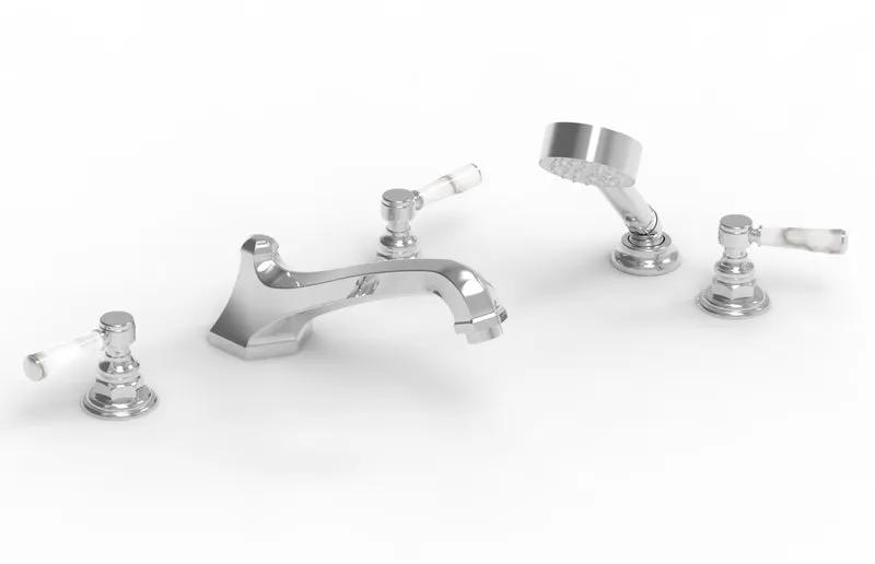 polished chrome deck tub set