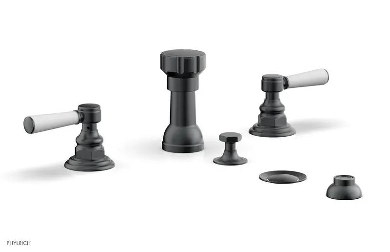Phylrich HEX TRADITIONAL Four Hole Bidet Set - Satin White Lever Handles by Phylrich