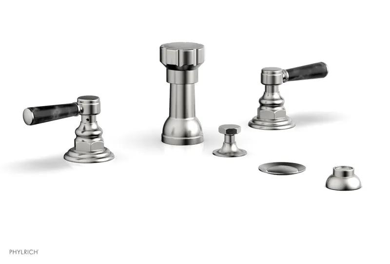 Phylrich HEX TRADITIONAL Four Hole Bidet Set - Black Marble Lever Handles by Phylrich