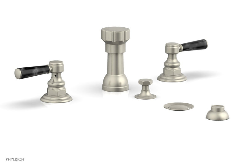 Phylrich HEX TRADITIONAL Four Hole Bidet Set - Black Marble Lever Handles