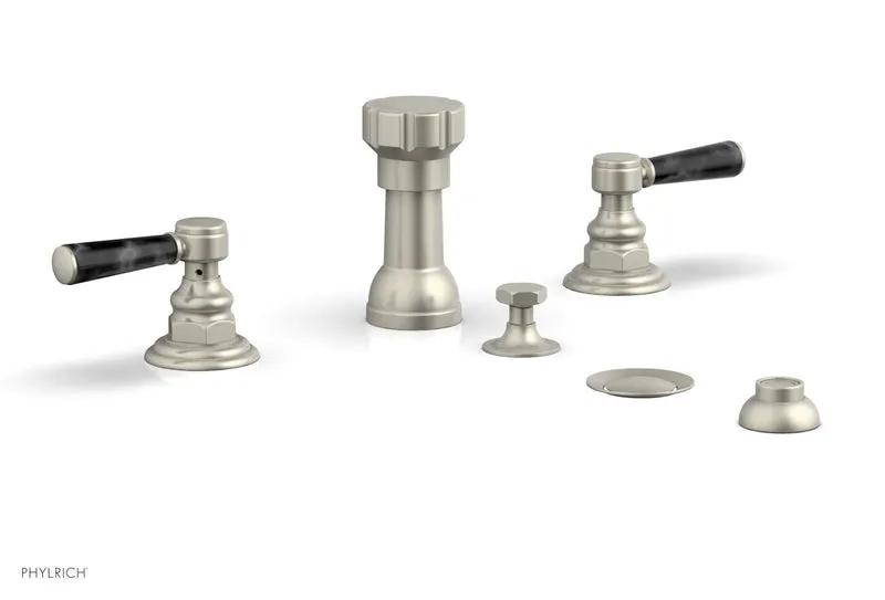 Phylrich HEX TRADITIONAL Four Hole Bidet Set - Black Marble Lever Handles by Phylrich