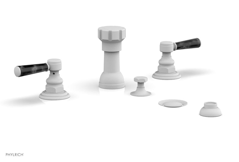 Phylrich HEX TRADITIONAL Four Hole Bidet Set - Black Marble Lever Handles