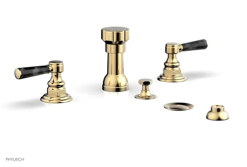 Phylrich HEX TRADITIONAL Four Hole Bidet Set - Black Marble Lever Handles by Phylrich