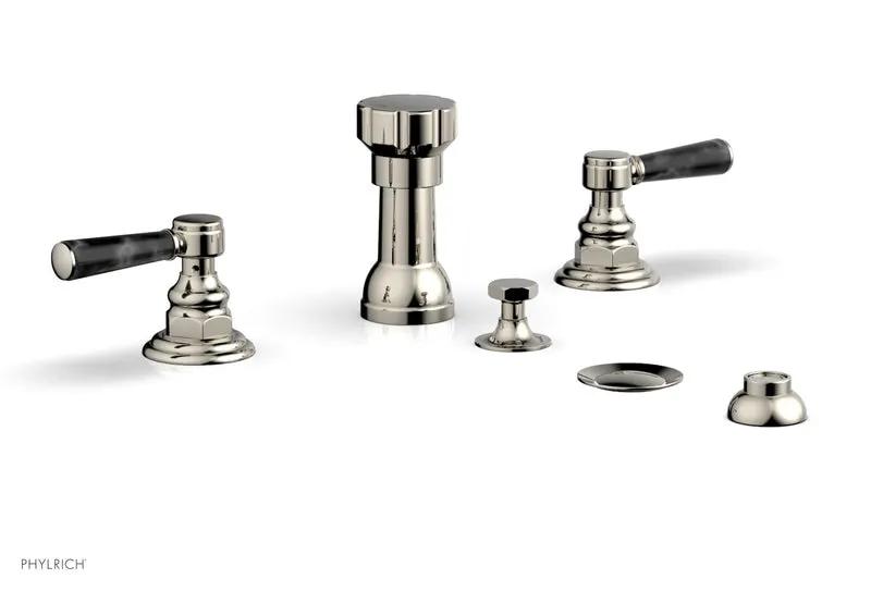 Phylrich HEX TRADITIONAL Four Hole Bidet Set - Black Marble Lever Handles by Phylrich