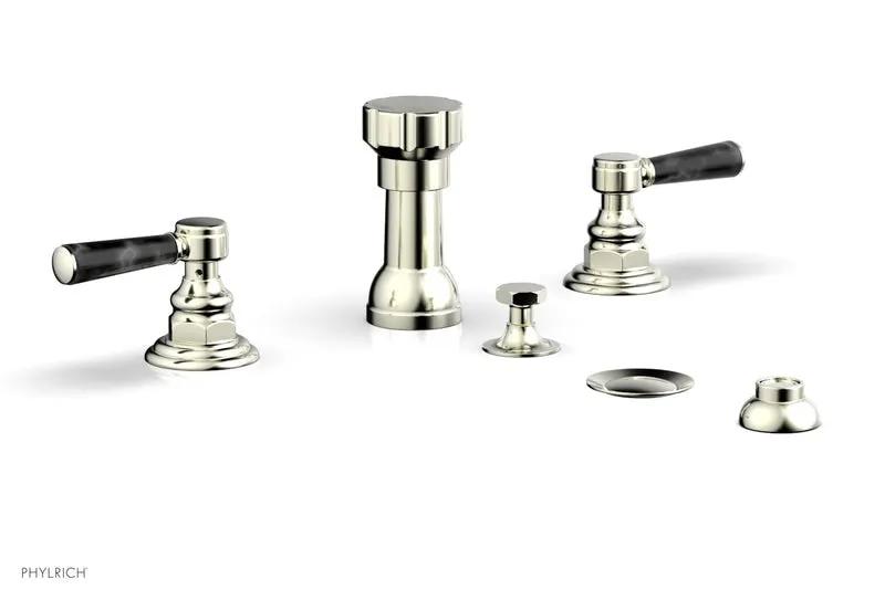 Phylrich HEX TRADITIONAL Four Hole Bidet Set - Black Marble Lever Handles by Phylrich