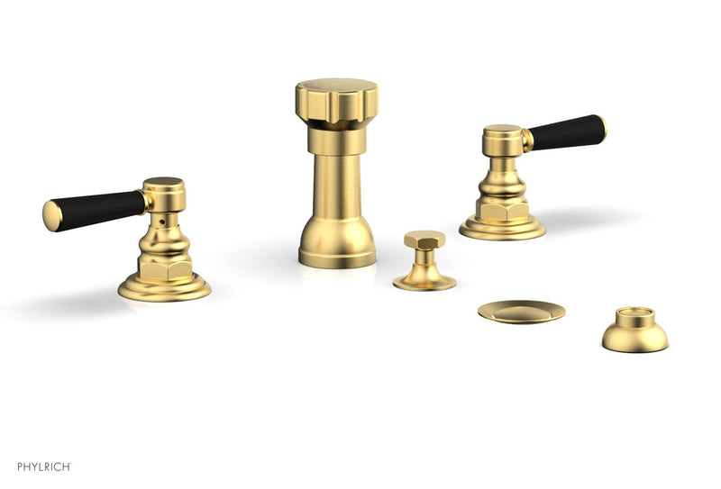 Phylrich HEX TRADITIONAL Four Hole Bidet Set - Satin Black Lever Handles