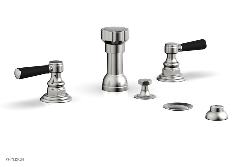 Phylrich HEX TRADITIONAL Four Hole Bidet Set - Satin Black Lever Handles