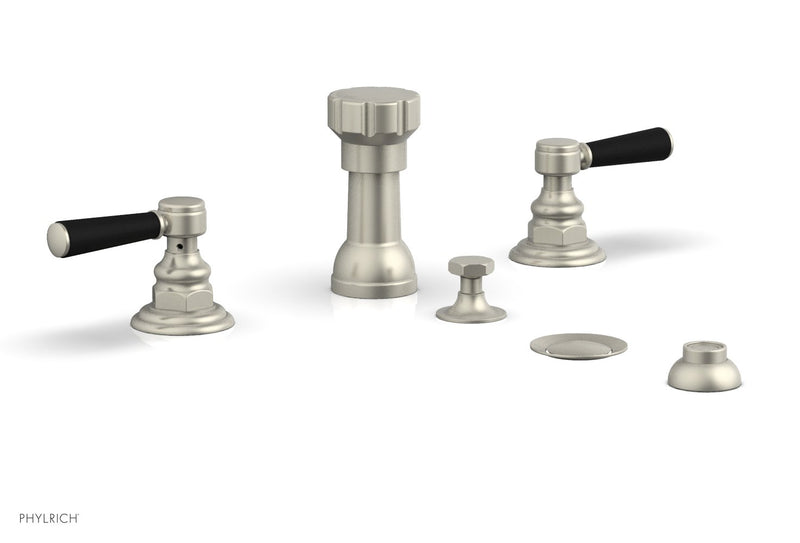 Phylrich HEX TRADITIONAL Four Hole Bidet Set - Satin Black Lever Handles