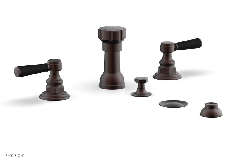 Phylrich HEX TRADITIONAL Four Hole Bidet Set - Satin Black Lever Handles