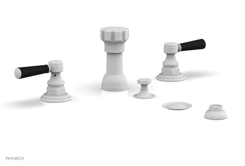 Phylrich HEX TRADITIONAL Four Hole Bidet Set - Satin Black Lever Handles