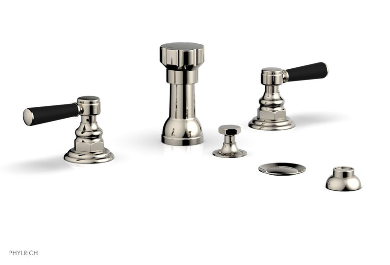 Phylrich HEX TRADITIONAL Four Hole Bidet Set - Satin Black Lever Handles