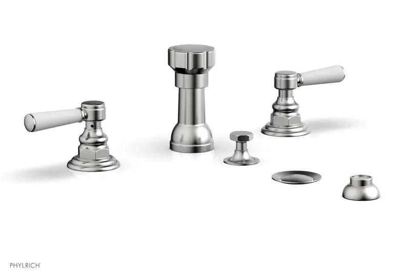 Phylrich HEX TRADITIONAL Four Hole Bidet Set - Satin White Lever Handles by Phylrich