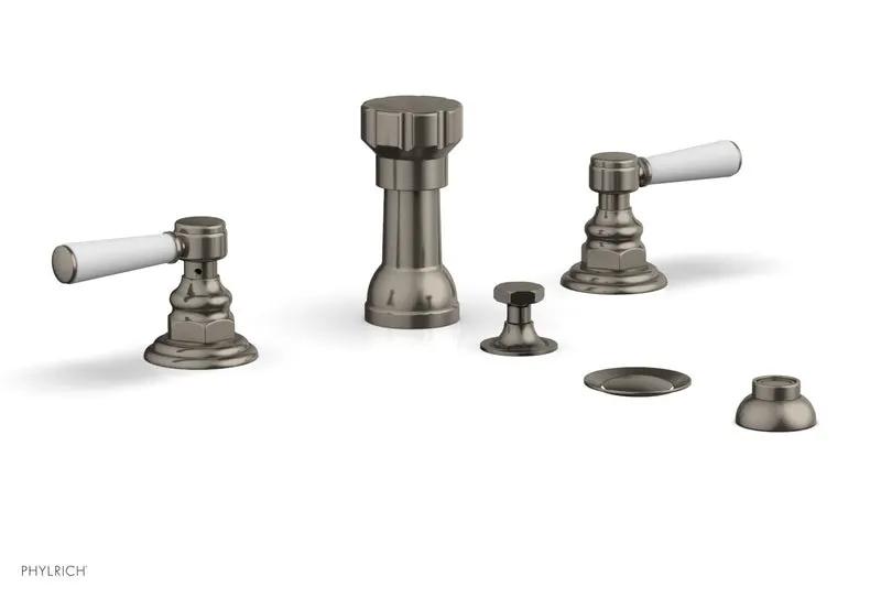 Phylrich HEX TRADITIONAL Four Hole Bidet Set - Satin White Lever Handles by Phylrich