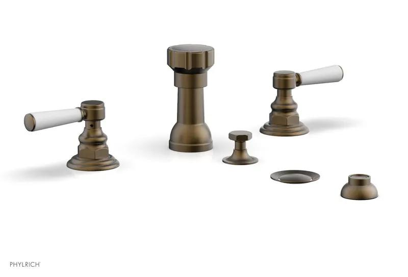 Phylrich HEX TRADITIONAL Four Hole Bidet Set - Satin White Lever Handles by Phylrich