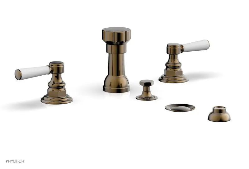 Phylrich HEX TRADITIONAL Four Hole Bidet Set - Satin White Lever Handles by Phylrich