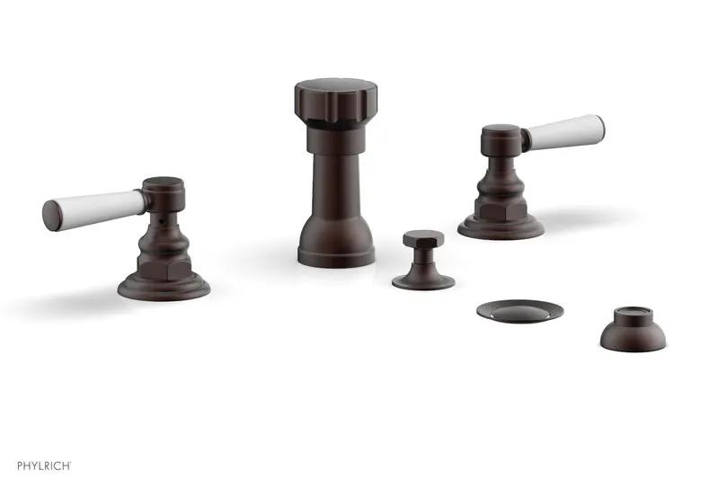 Phylrich HEX TRADITIONAL Four Hole Bidet Set - Satin White Lever Handles by Phylrich
