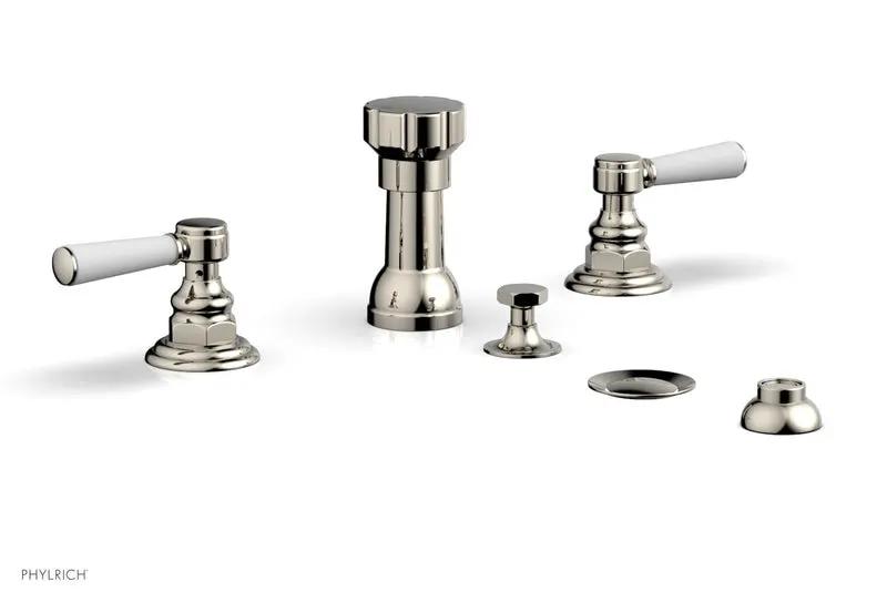Phylrich HEX TRADITIONAL Four Hole Bidet Set - Satin White Lever Handles by Phylrich