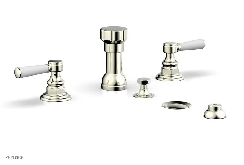 Phylrich HEX TRADITIONAL Four Hole Bidet Set - Satin White Lever Handles by Phylrich