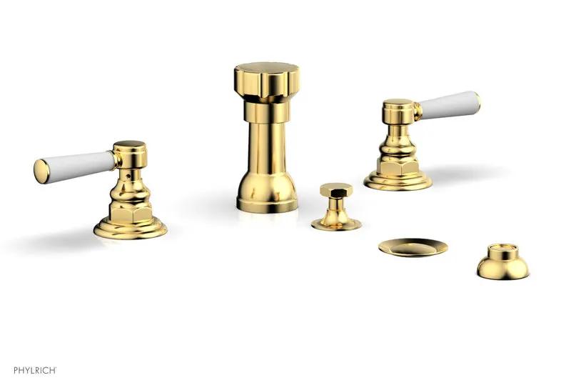 Phylrich HEX TRADITIONAL Four Hole Bidet Set - Satin White Lever Handles by Phylrich
