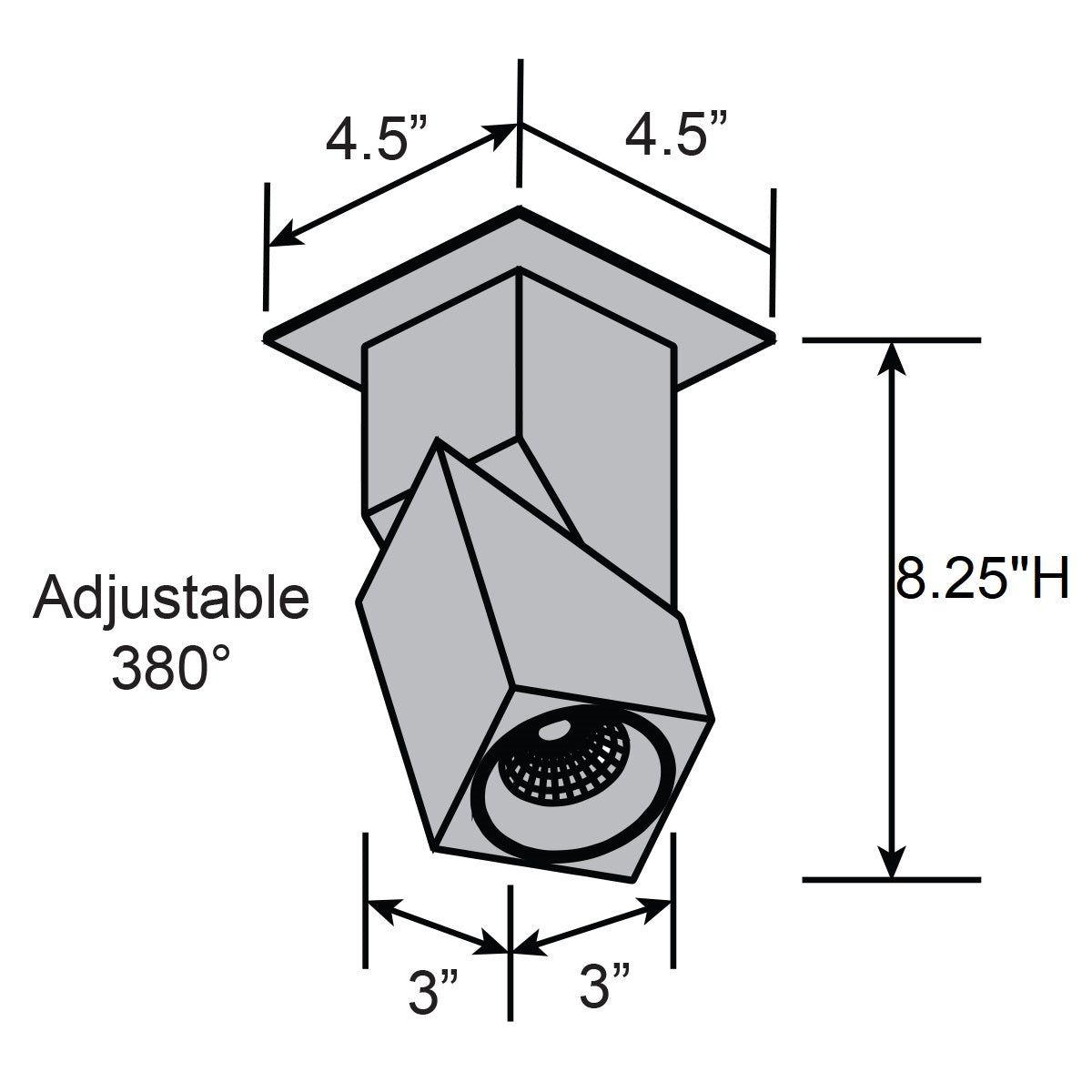 black dual voltage adjustable led spotlight