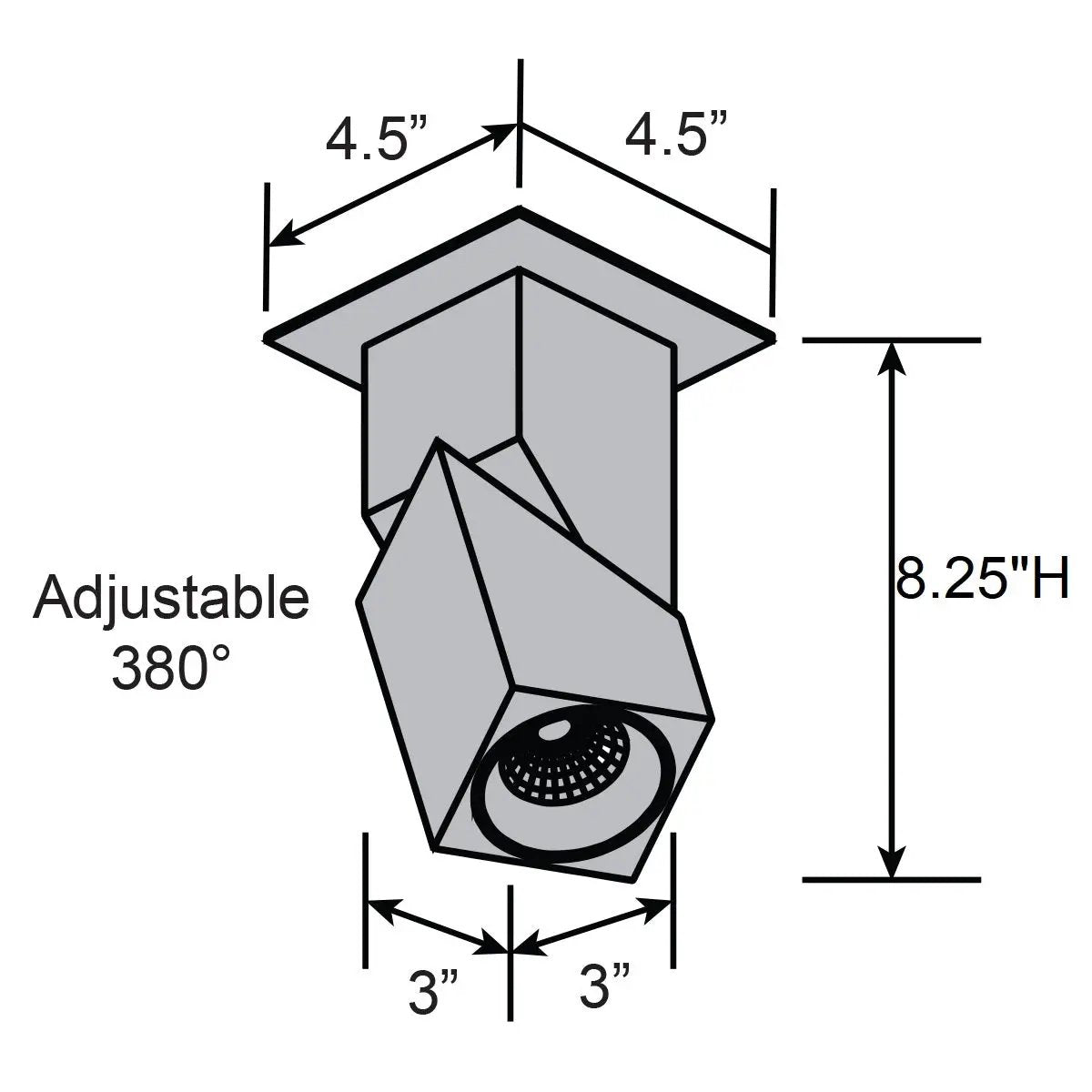 black dual voltage adjustable led spotlight