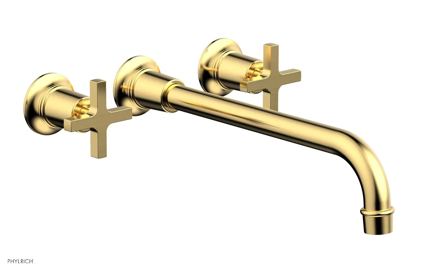 Phylrich HEX MODERN Wall Lavatory Set 12" Spout - Cross Handles by Phylrich