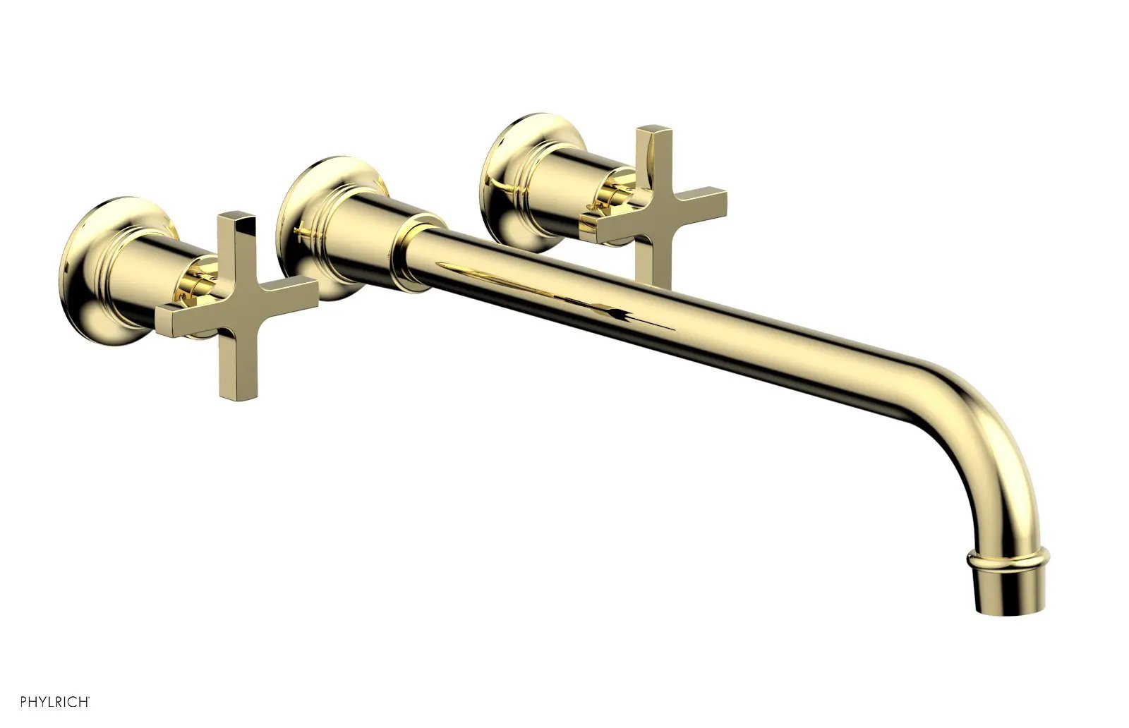 Phylrich HEX MODERN Wall Lavatory Set 14" Spout - Cross Handles by Phylrich