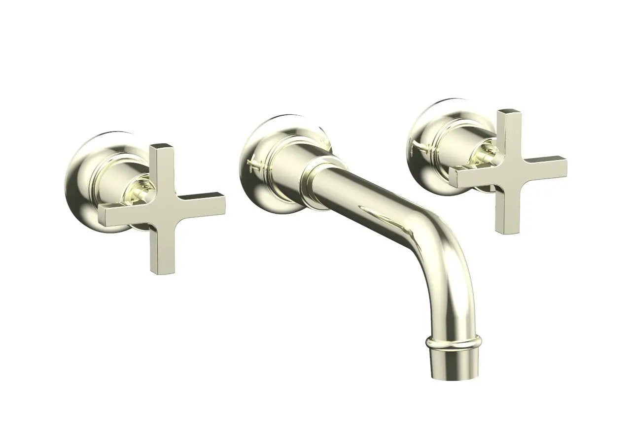 Phylrich HEX MODERN Wall Lavatory Set 8 1/4" Spout - Cross Handles by Phylrich