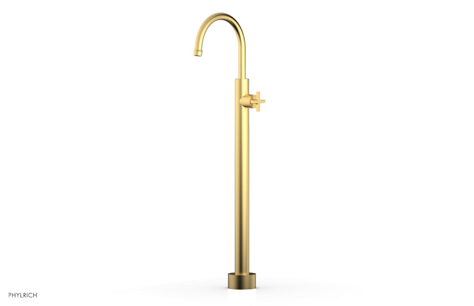 Phylrich HEX MODERN Tall Floor Mount Tub Filler - Cross Handle