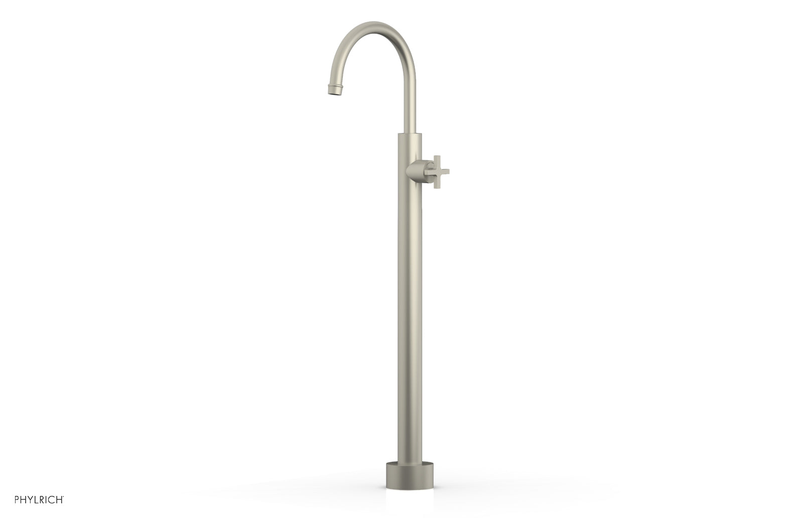Phylrich HEX MODERN Tall Floor Mount Tub Filler - Cross Handle
