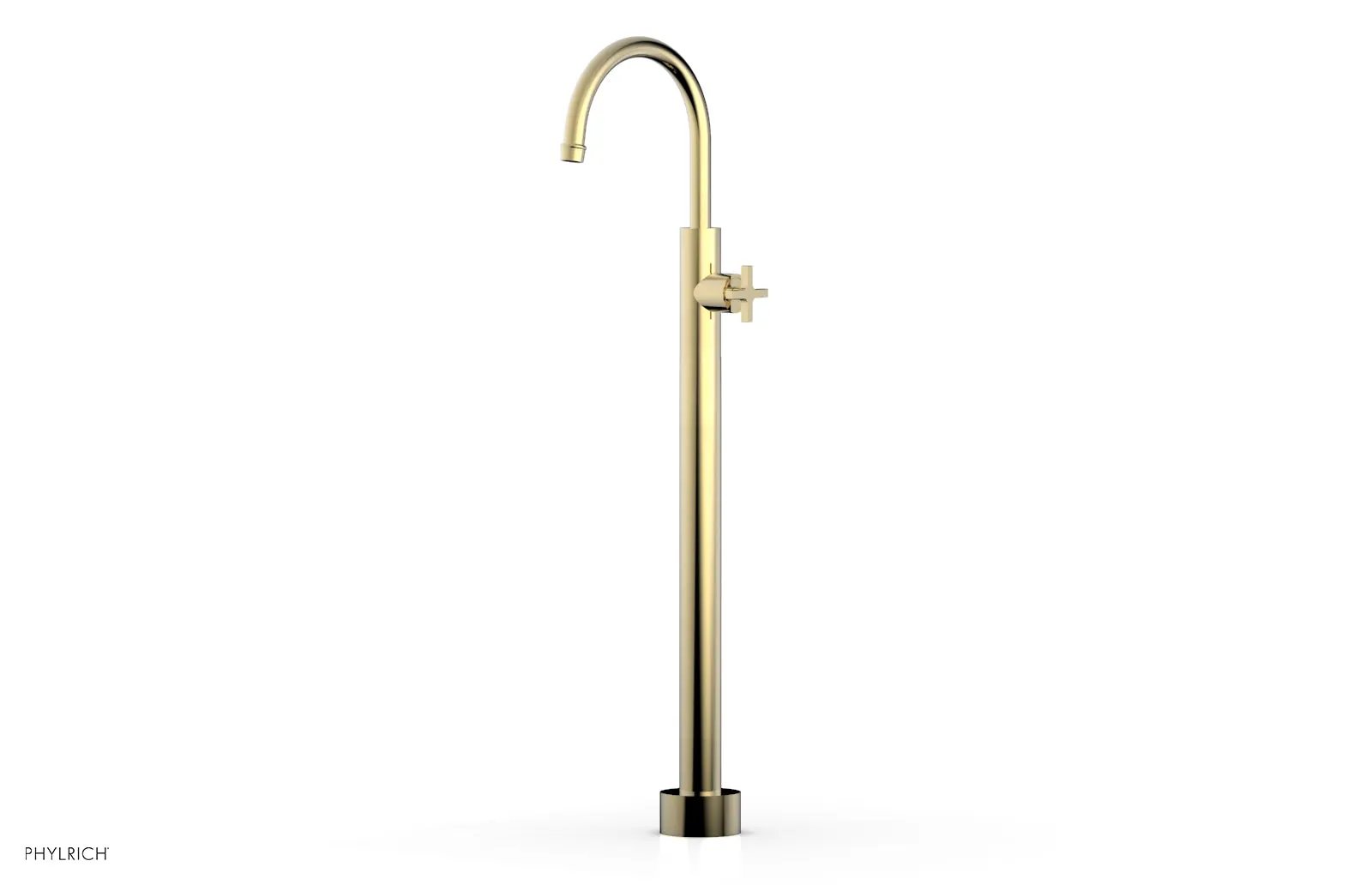 Phylrich HEX MODERN Tall Floor Mount Tub Filler - Cross Handle by Phylrich