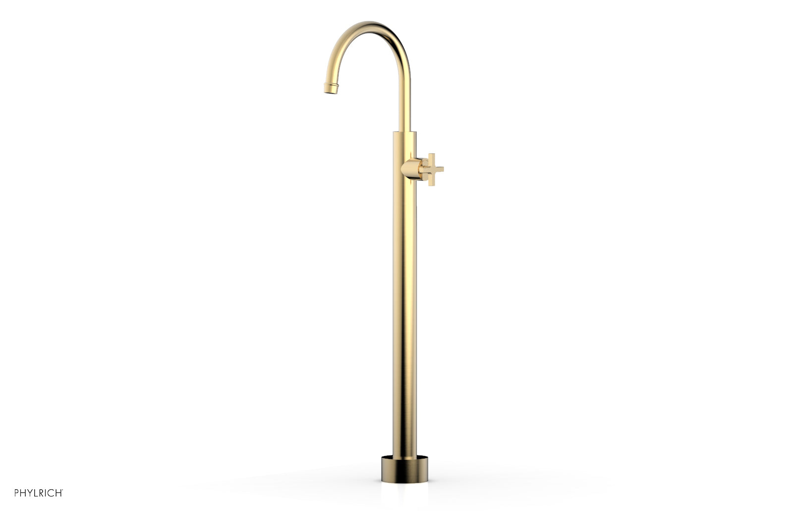 Phylrich HEX MODERN Tall Floor Mount Tub Filler - Cross Handle by Phylrich