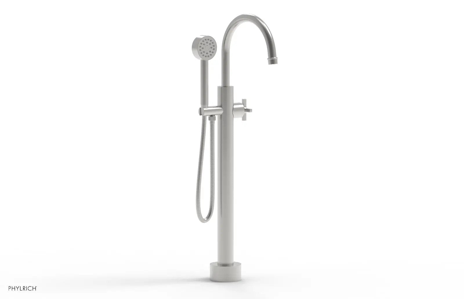 Phylrich HEX MODERN Low Floor Mount Tub Filler - Cross Handle with Hand Shower by Phylrich