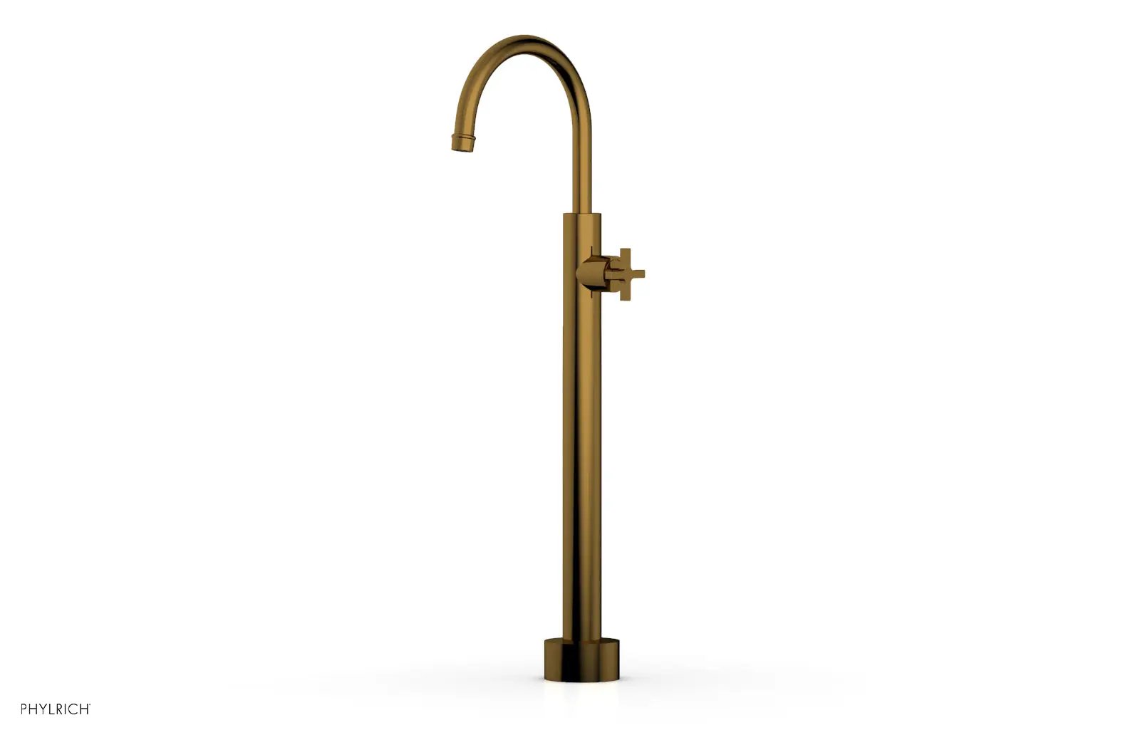 Phylrich HEX MODERN Low Floor Mount Tub Filler - Cross Handle by Phylrich