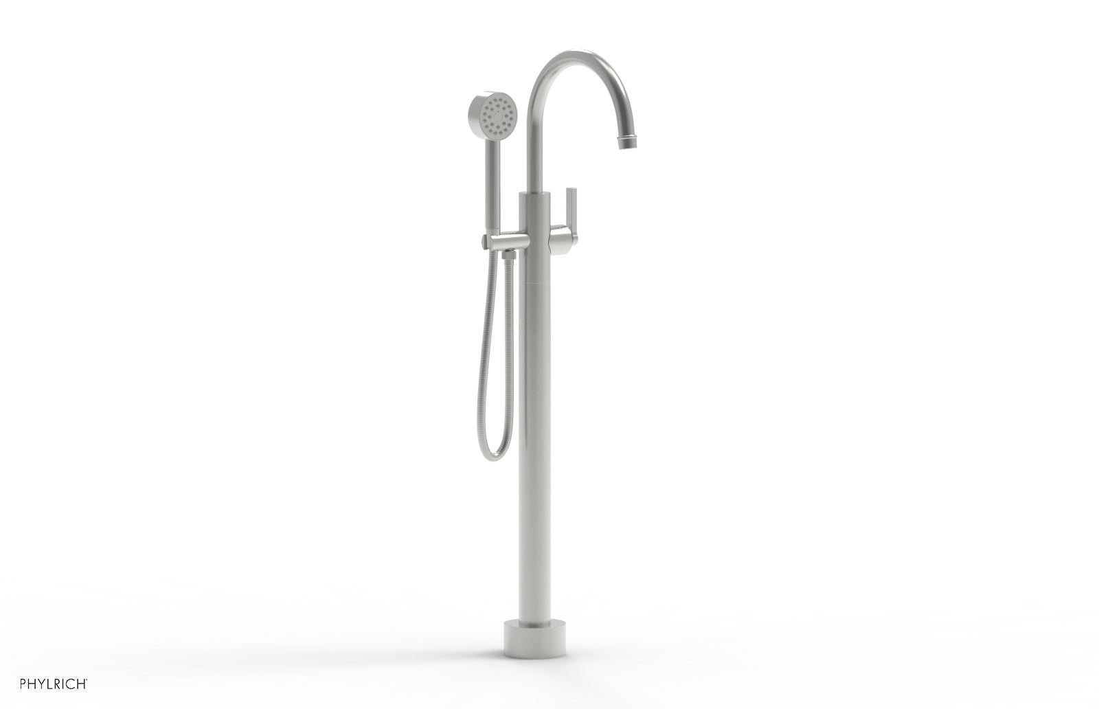 Phylrich HEX MODERN Tall Floor Mount Tub Filler - Lever Handle with Hand Shower