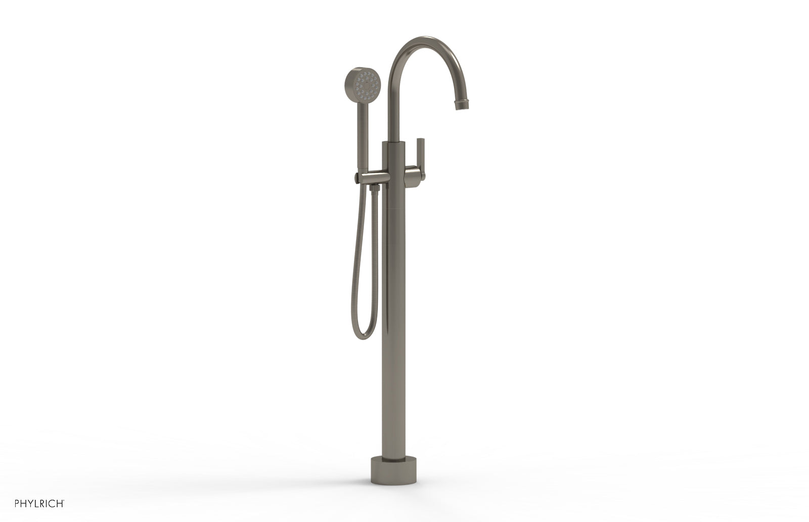 Phylrich HEX MODERN Tall Floor Mount Tub Filler - Lever Handle with Hand Shower