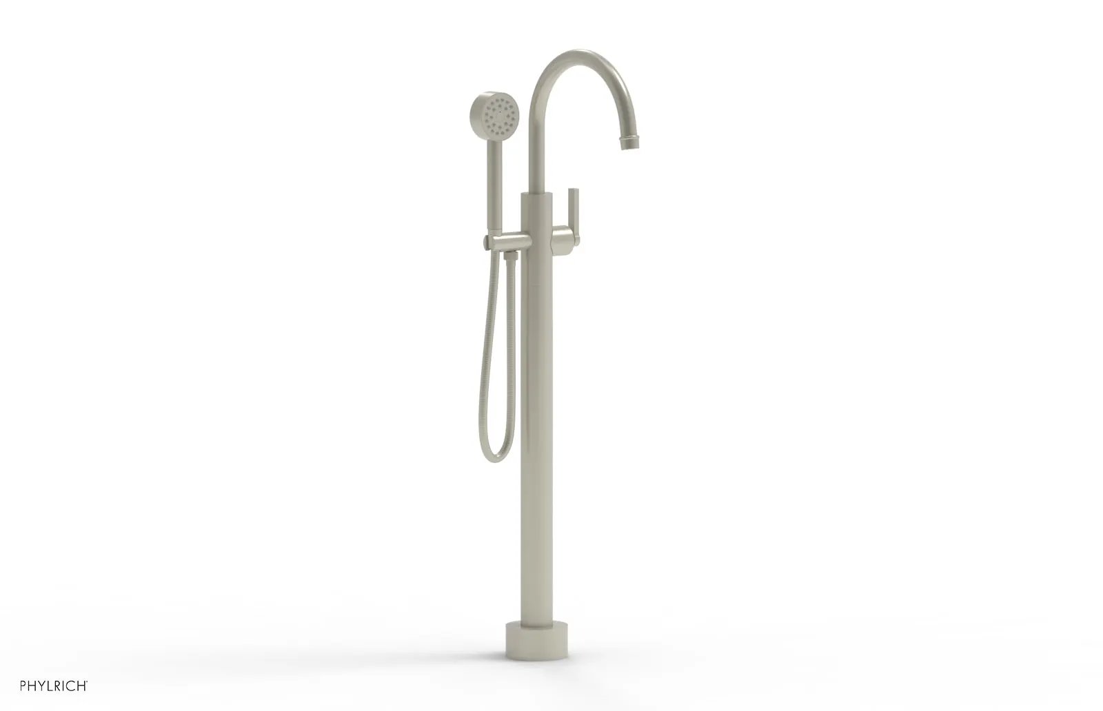 Phylrich HEX MODERN Tall Floor Mount Tub Filler - Lever Handle with Hand Shower by Phylrich