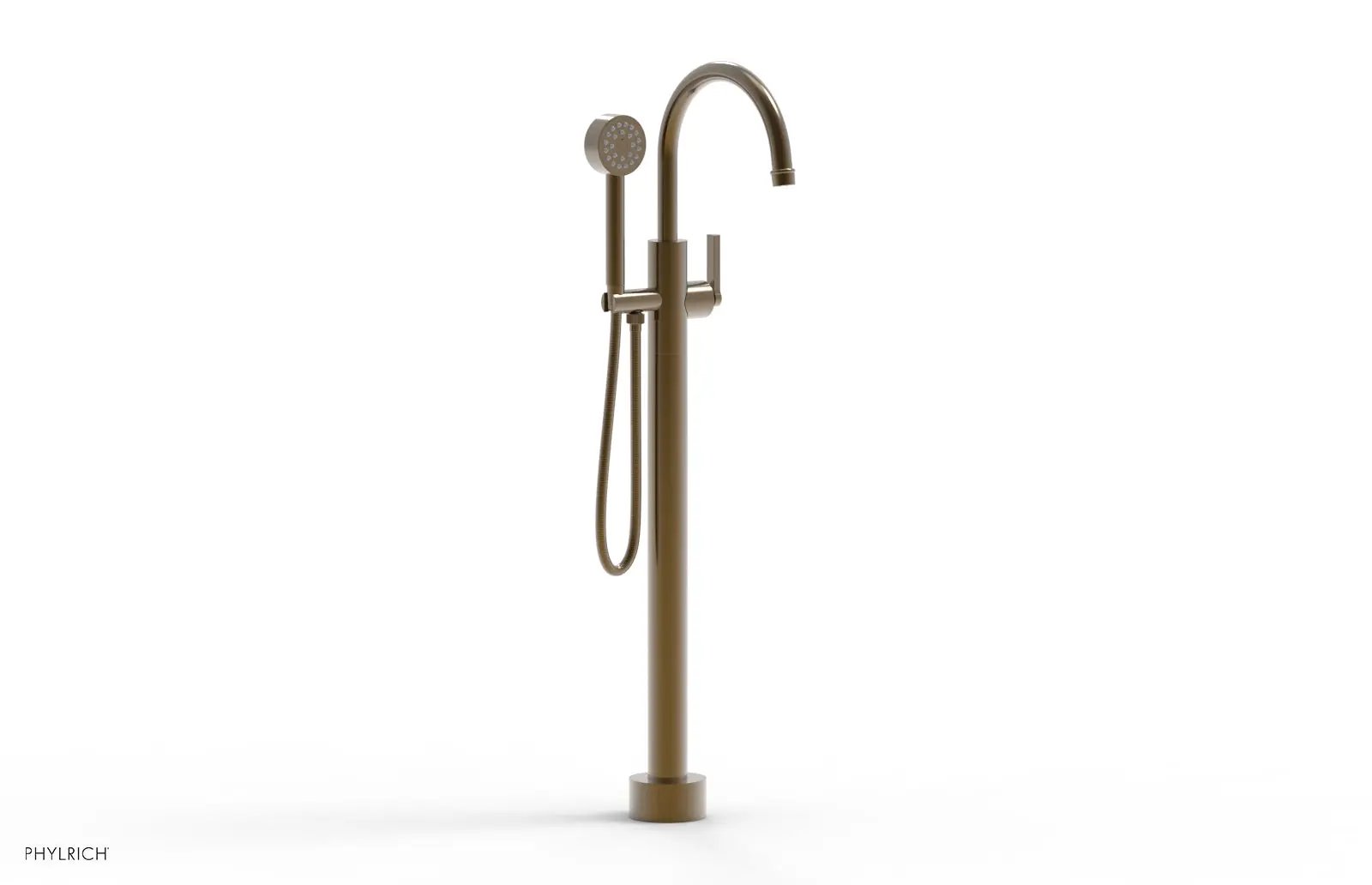 Phylrich HEX MODERN Tall Floor Mount Tub Filler - Lever Handle with Hand Shower by Phylrich