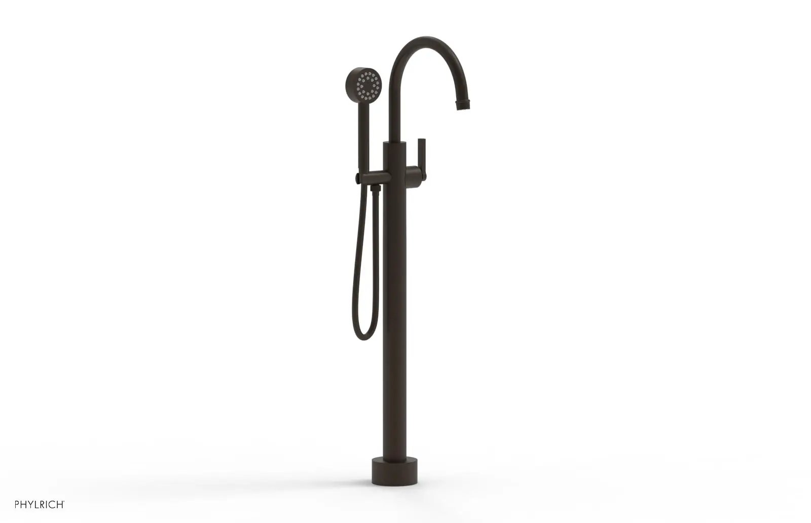 Phylrich HEX MODERN Tall Floor Mount Tub Filler - Lever Handle with Hand Shower by Phylrich