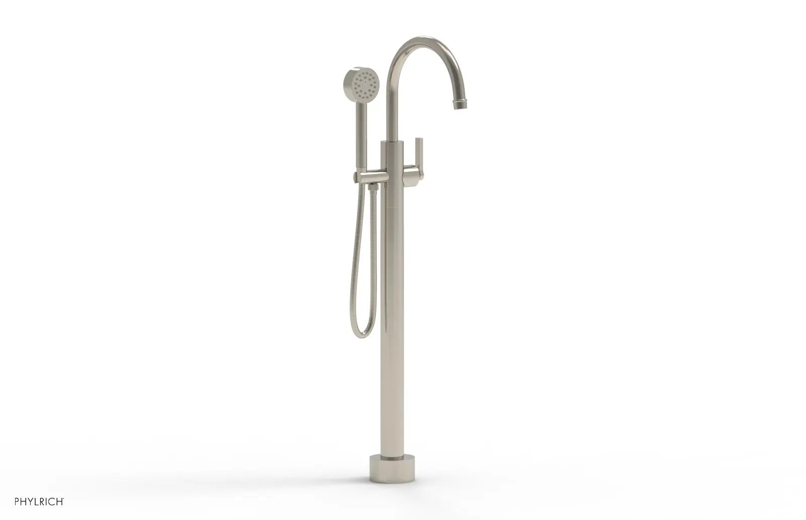 Phylrich HEX MODERN Tall Floor Mount Tub Filler - Lever Handle with Hand Shower by Phylrich
