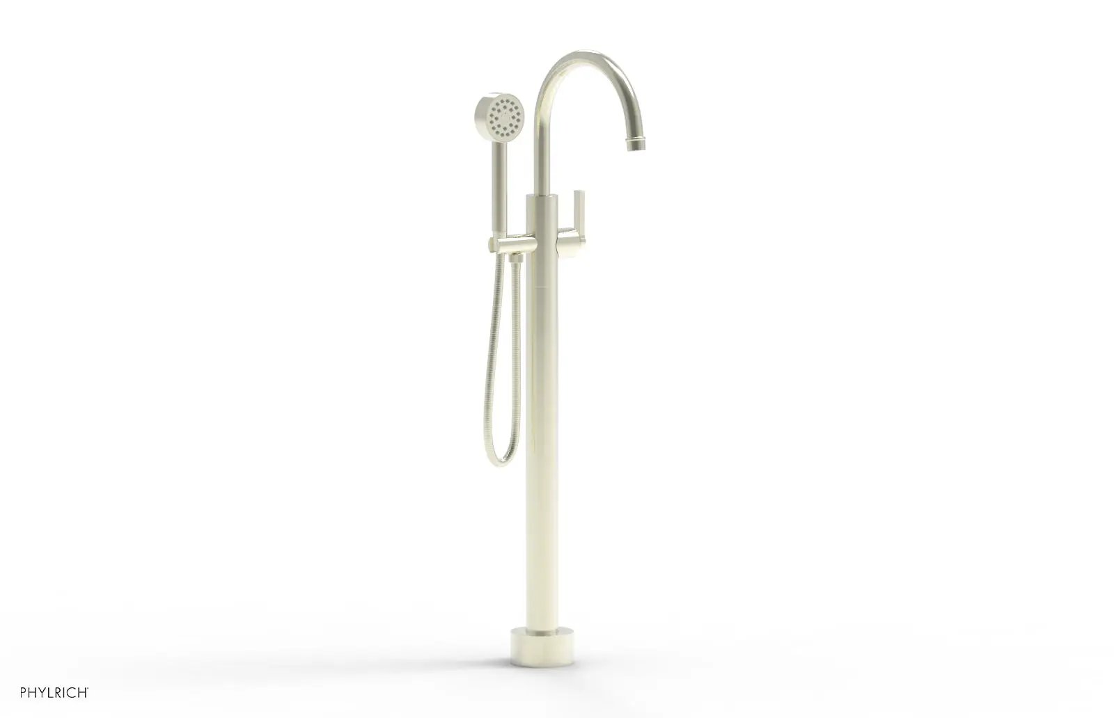 Phylrich HEX MODERN Tall Floor Mount Tub Filler - Lever Handle with Hand Shower by Phylrich