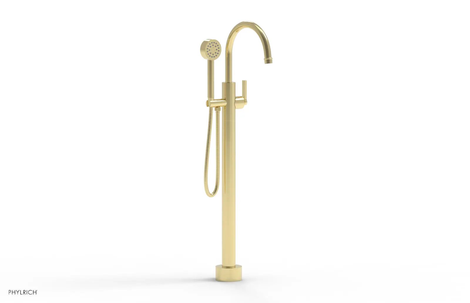 Phylrich HEX MODERN Tall Floor Mount Tub Filler - Lever Handle with Hand Shower by Phylrich