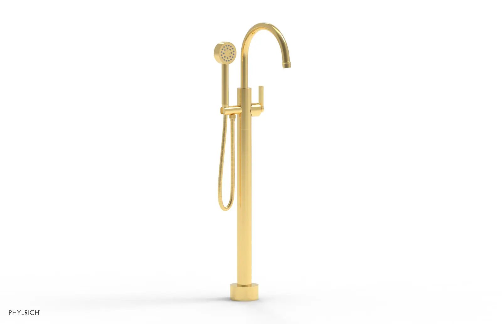 Phylrich HEX MODERN Tall Floor Mount Tub Filler - Lever Handle with Hand Shower by Phylrich