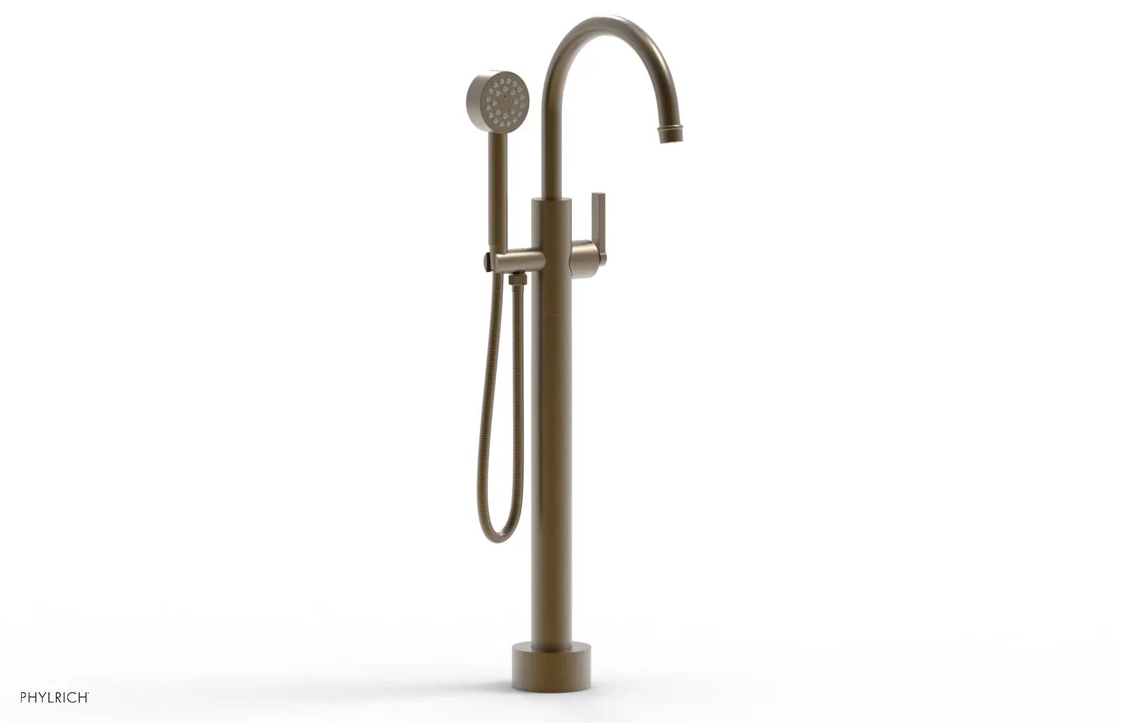 Phylrich HEX MODERN Low Floor Mount Tub Filler - Lever Handle with Hand Shower by Phylrich