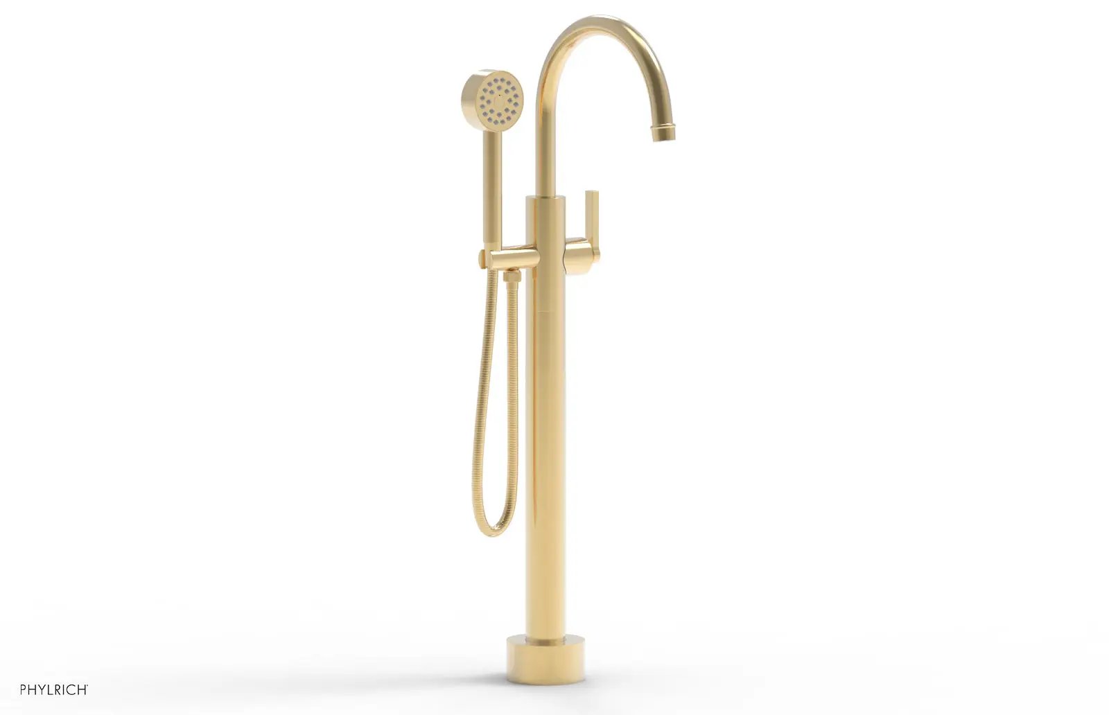 Phylrich HEX MODERN Low Floor Mount Tub Filler - Lever Handle with Hand Shower by Phylrich