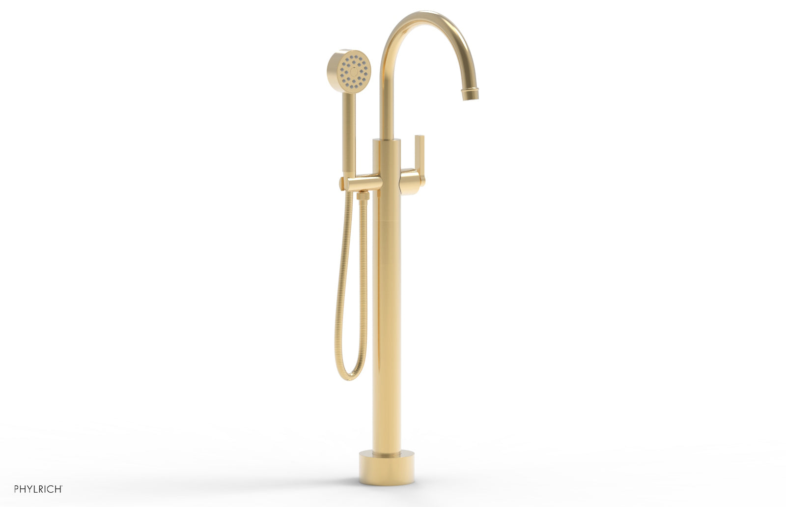 Phylrich HEX MODERN Low Floor Mount Tub Filler - Lever Handle with Hand Shower
