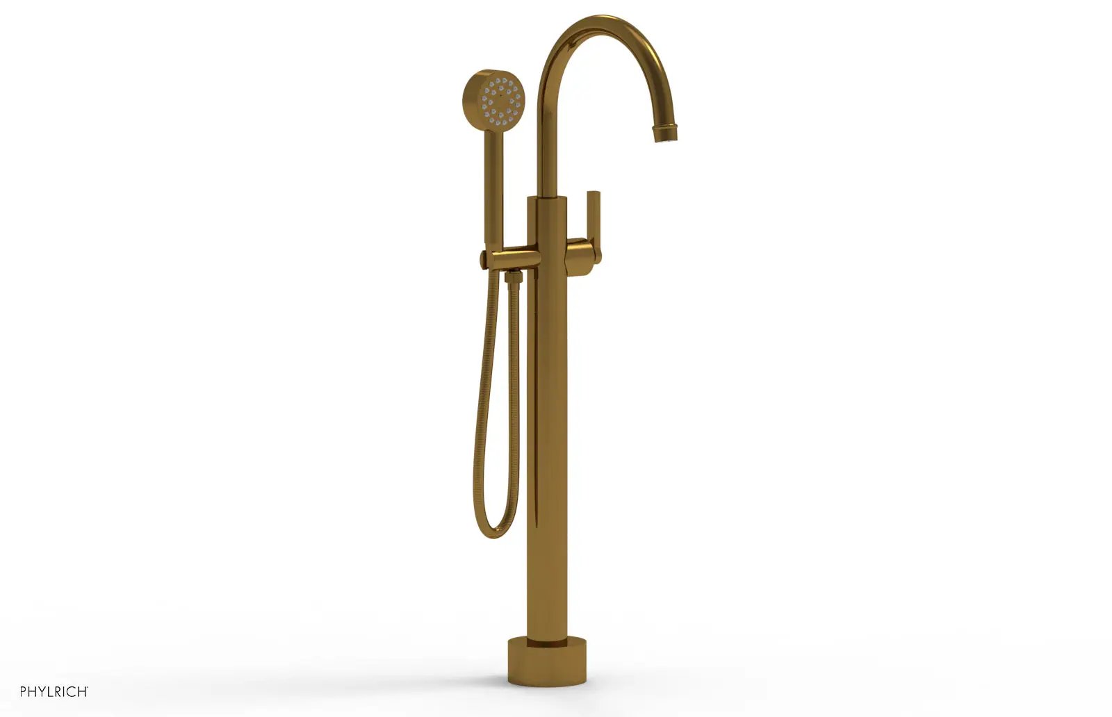 Phylrich HEX MODERN Low Floor Mount Tub Filler - Lever Handle with Hand Shower by Phylrich