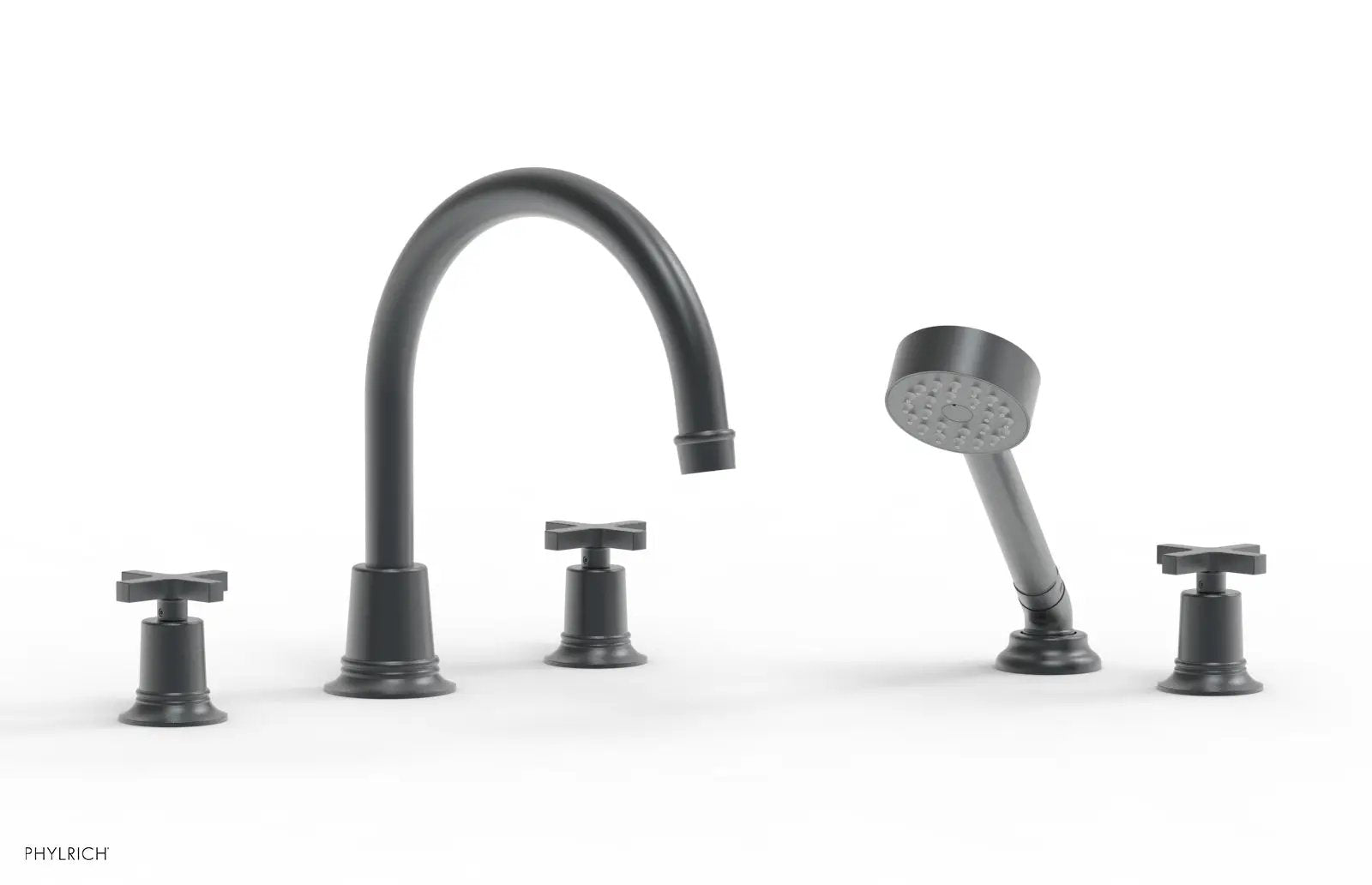 Phylrich HEX MODERN Deck Tub Set with Hand Shower - Cross Handles by Phylrich
